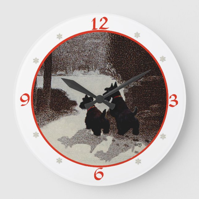 Scottish Terrier Christmas Clock (Front)
