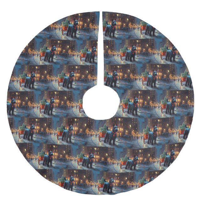 Scottish Terrier Christmas Festive Season  Brushed Polyester Tree Skirt (Front)