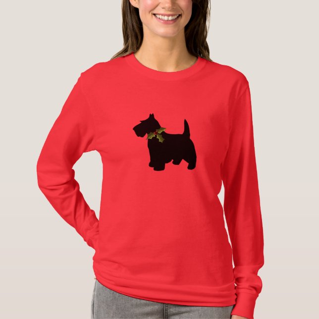 Scottish Terrier Christmas Fun Scottie Dog T-Shirt (Front)