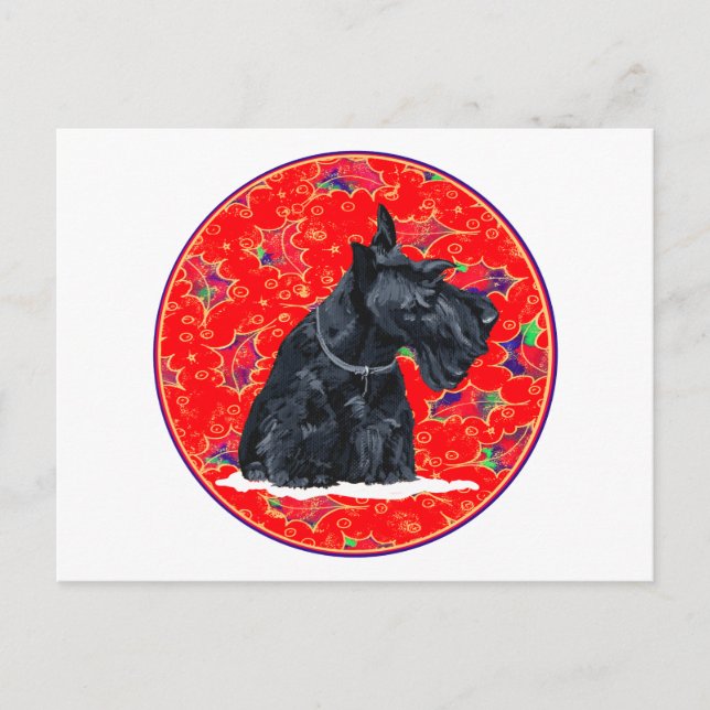 Scottish Terrier Christmas Holiday Postcard (Front)
