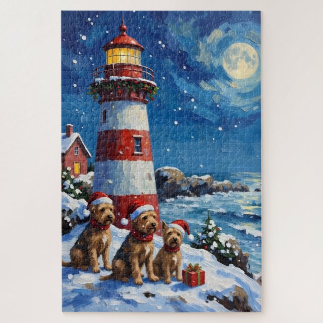 Scottish Terrier Christmas Lighthouse Holiday Jigsaw Puzzle (Vertical)
