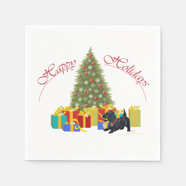 Scottish Terrier Christmas Napkin (Front)