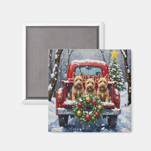 Scottish Terrier Christmas Red Truck Holiday Magnet