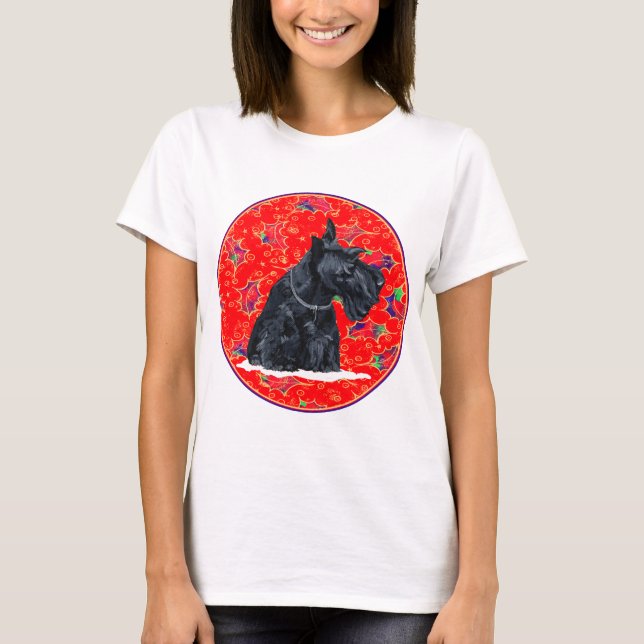 Scottish Terrier Christmas T-Shirt (Front)