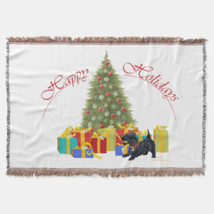 Scottish Terrier Christmas Throw Blanket