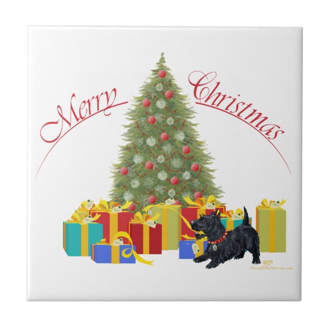 Scottish Terrier Christmas Tile (Front)