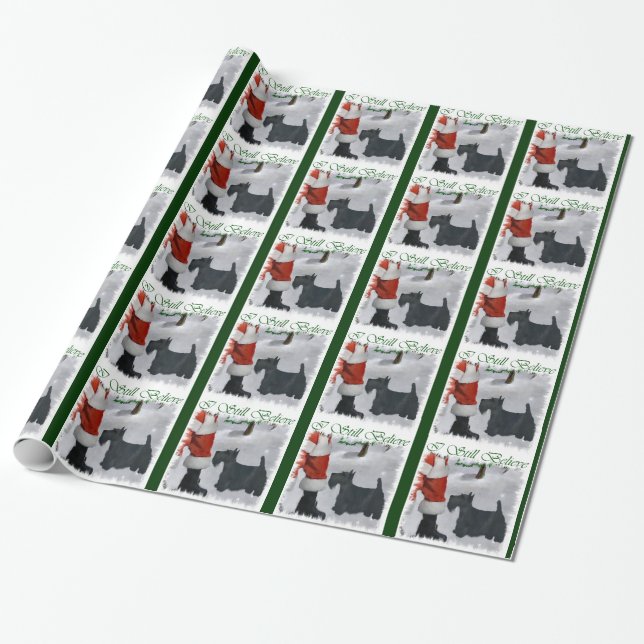 Scottish Terrier Christmas Wrapping Paper (Unrolled)