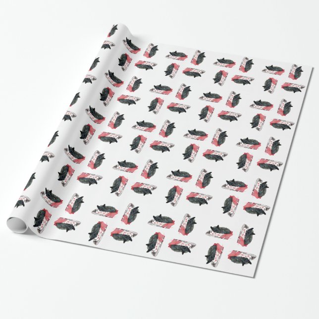 Scottish Terrier Christmas Wrapping Paper (Unrolled)