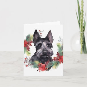 Scottish Terrier Christmas Wreath Festive Pup Card