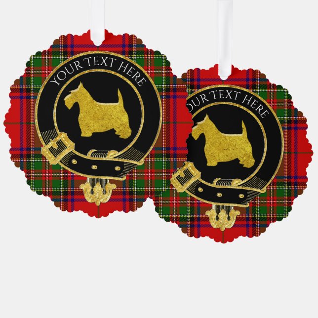Scottish Terrier Clan Crest Tartan Tree Decoration Card (Front/Back)