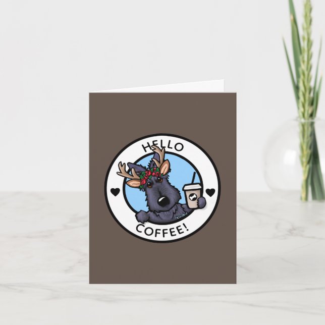 Scottish Terrier Coffee Lover Christmas Card (Front)