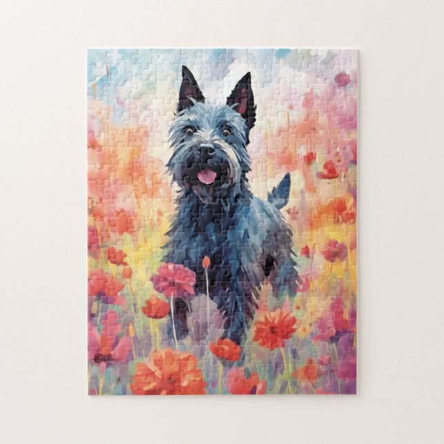 Scottish Terrier colourful watercolor artwork Jigsaw Puzzle (Vertical)