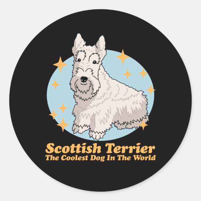 Scottish Terrier Coolest Dog Scottie Classic Round Sticker (Front)