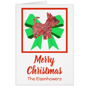 Scottish Terrier Cute Christmas Dog Bow Card