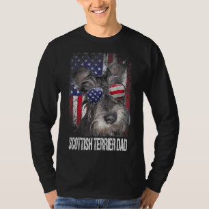 Scottish Terrier Dad With Proud American Flag Dog T-Shirt