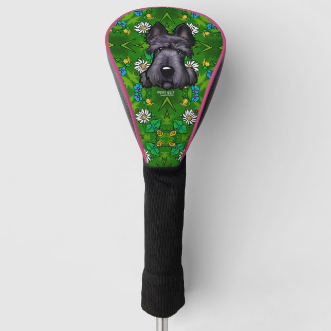 Scottish Terrier Daisy Golf Head Cover (Front)