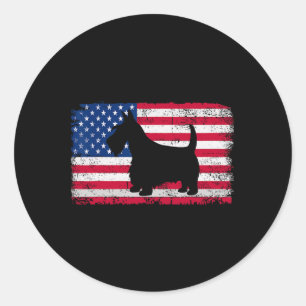 Scottish Terrier Dog 4th Of July Patriotic America Classic Round Sticker