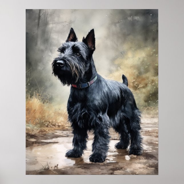 Scottish Terrier Dog Art Print Poster (Front)