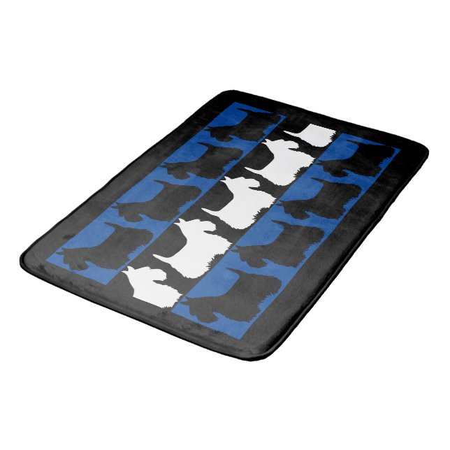 Scottish Terrier dog black/blue/white, stripes   B Bath Mat (Angled)