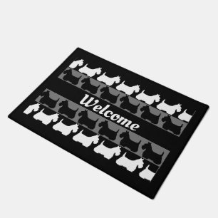 Scottish Terrier dog black/grey/white, stripes  Do Doormat