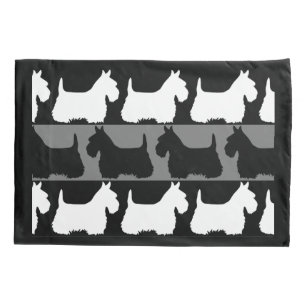 Scottish Terrier dog black/grey/white, stripes  Pillowcase
