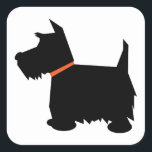 Scottish Terrier dog black silhouette dog stickers<br><div class="desc">Black silhouette of a scottie,  scottish terrier dog square sticker,  stickers.  great gift idea for dog lovers</div>