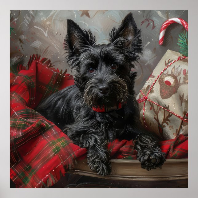 Scottish Terrier Dog Christmas Festive Poster (Front)