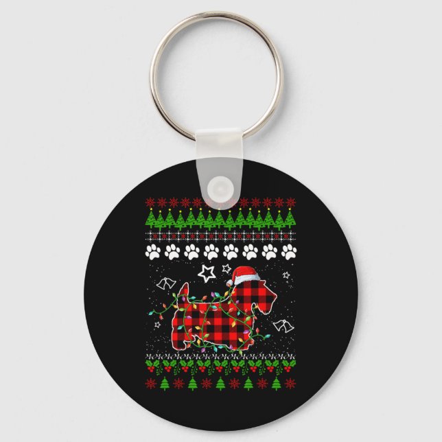 Scottish Terrier Dog Funny Xmas Ugly Sweater Chris Key Ring (Front)