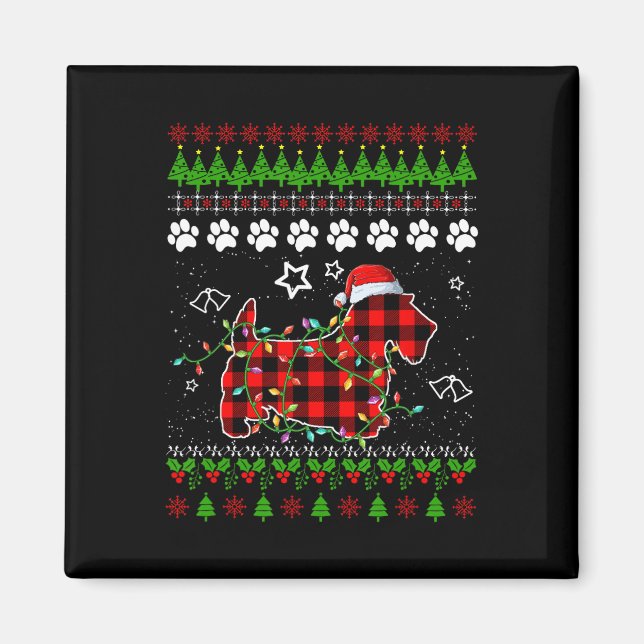 Scottish Terrier Dog Funny Xmas Ugly Sweater Chris Magnet (Front)