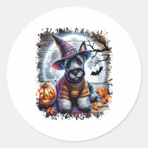 Scottish Terrier Dog Halloween Classic Round Sticker