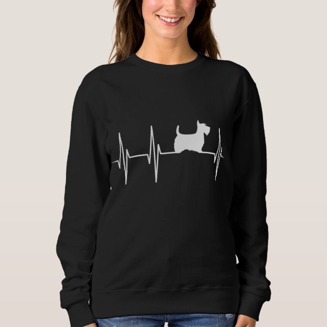 Scottish Terrier Dog Heartbeat - Scottie Dog Lover Sweatshirt (Front)