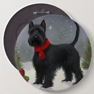 Scottish Terrier Dog in Snow Christmas 6 Cm Round Badge