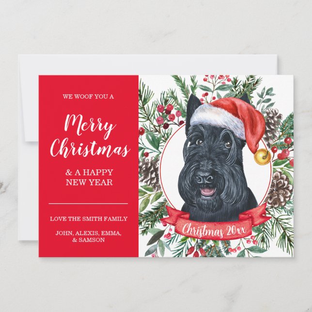 Scottish Terrier Dog Inexpensive Christmas Card (Front)