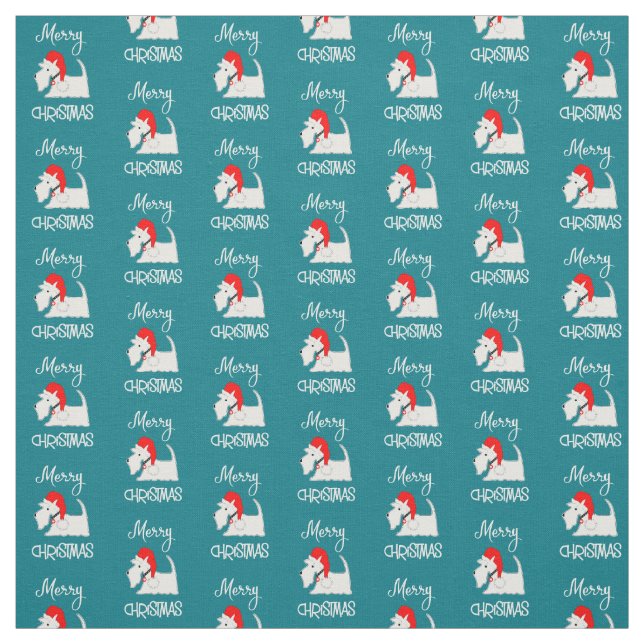 Scottish Terrier Dog Merry Christmas Cute Pattern Fabric (Swatch)