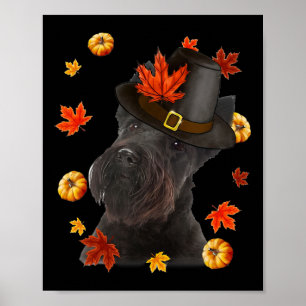 Scottish Terrier Dog Pilgrim Hat Fall Happy Thanks Poster