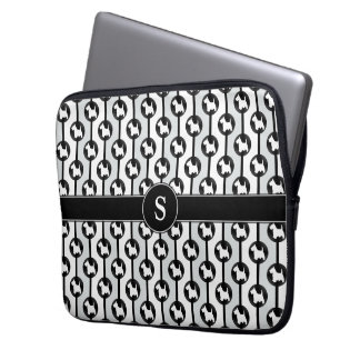 Scottish Terrier Dog Polkadot Monogrammed Initial Laptop Sleeve