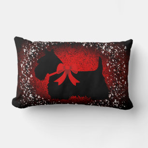 Scottish Terrier dog,Scotland dog,red snow granite Lumbar Cushion