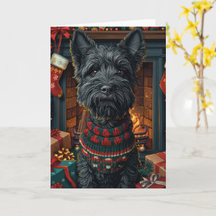 Scottish Terrier Dog With Christmas Gifts  Card