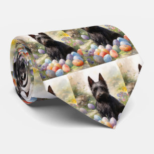 Scottish Terrier Dog with Easter Eggs Holiday Tie