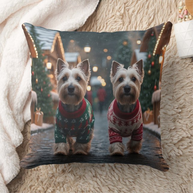 Scottish Terrier Dogs Christmas Snow Holiday Cushion (Blanket)