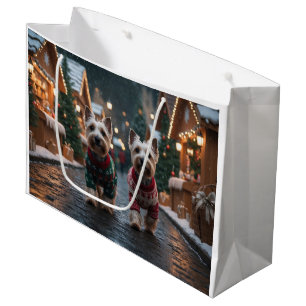 Scottish Terrier Dogs Christmas Snow Holiday Large Gift Bag