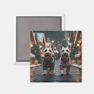 Scottish Terrier Dogs Christmas Snow Holiday Magnet