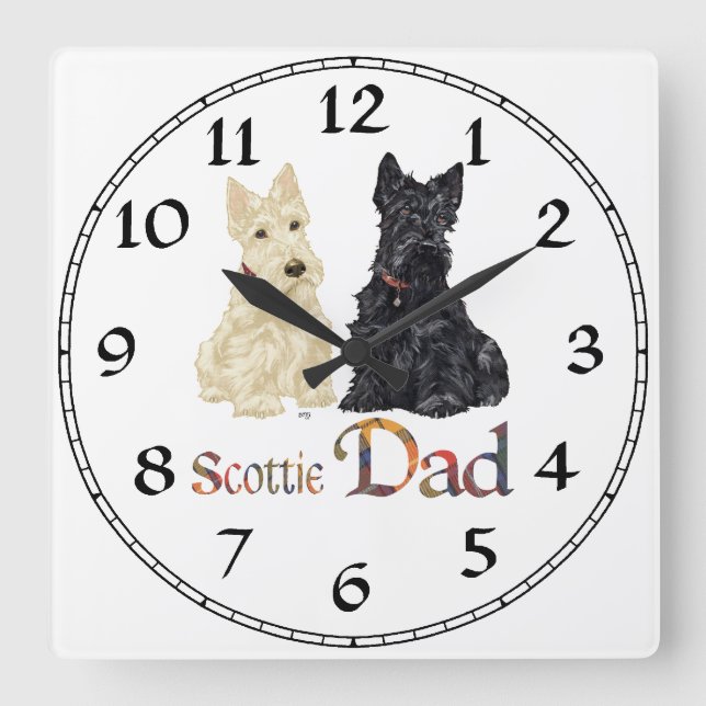 Scottish Terrier Father's Day Square Wall Clock (Front)