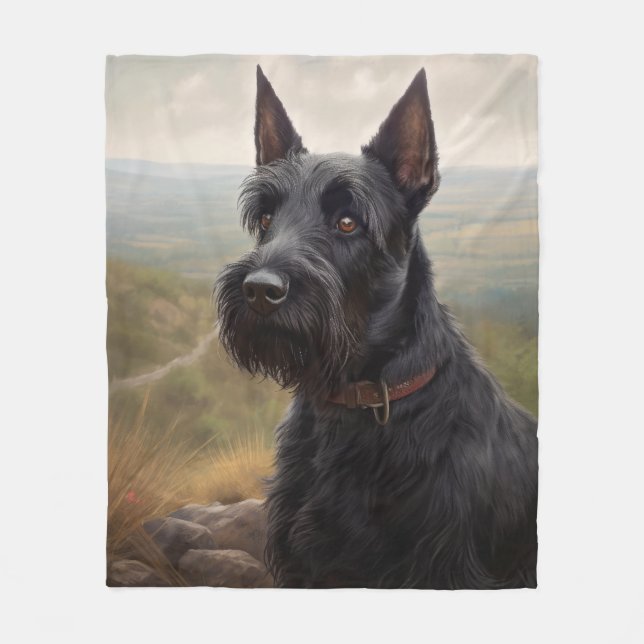 Scottish Terrier Fleece Blanket (Front)