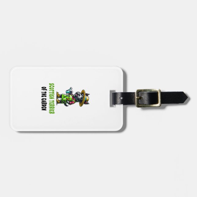 Scottish Terrier Gardener Luggage Tag (Front Horizontal)