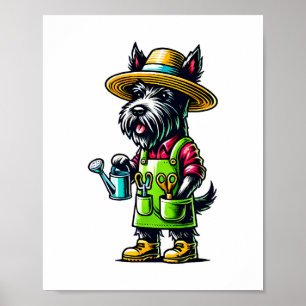 Scottish Terrier Gardener Poster
