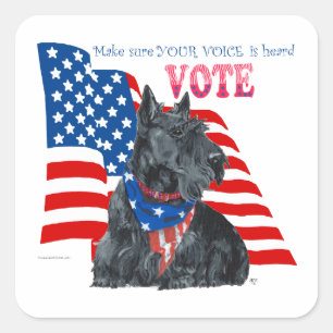 Scottish Terrier Getting out the VOTE Square Sticker