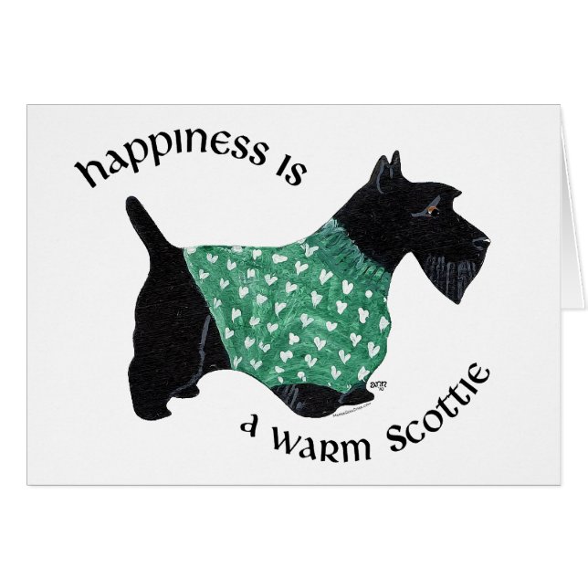 Scottish Terrier - Green Heart Sweater (Front Horizontal)