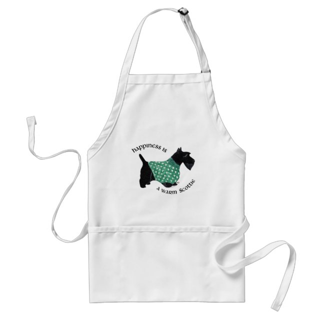 Scottish Terrier - Green Heart Sweater Standard Apron (Front)