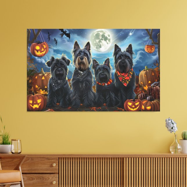 Scottish Terrier Halloween Spooky Canvas Print (Insitu(LivingRoom))